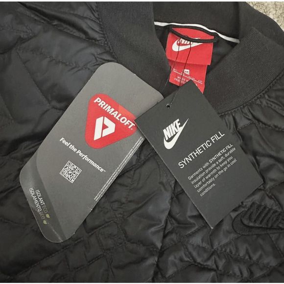 NEW Womens Medium NIKE Sportswear Quilted Primaloft Jacket Coat Black 854747-010 - Picture 8 of 12